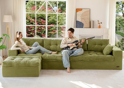 MAXYOYO 132" L Shaped Modular Sectional Sofa by MAXYOYO