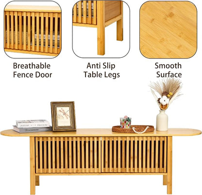 Bamboo TV Stand for TVs up to 65", Accent Entertainment Center - Image 7