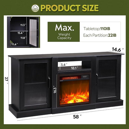 WLIVE Fireplace TV Stand for 65" TV, Entertainment Center - Image 3