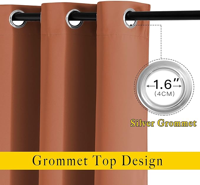 NICETOWN Blackout Burnt Orange Curtains 108 inch Long 2 Panels - Image 3