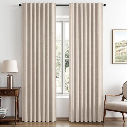 MIULEE 100% Blackout Linen Curtains 42 x 84 Inch Natural 2 Panels | Thermal by MIULEE