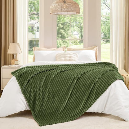 BEDELITE 3D Ribbed Jacquard Moss Fleece Twin Blanket - Image 6