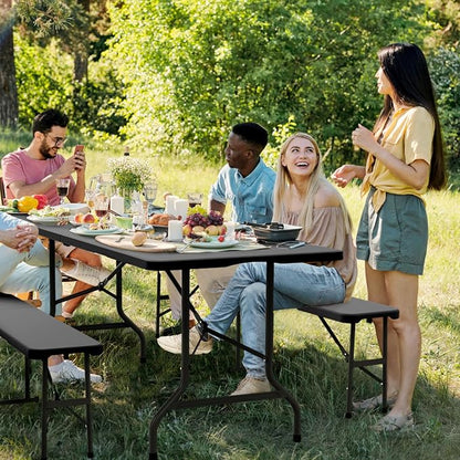 VINGLI Picnic Table Set with 2 Benches, 6 Feet Camping Table Chair Set - Image 6
