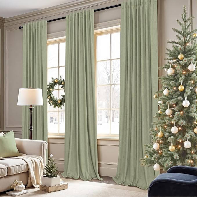 Light Sage Green Black Out Curtains 96 Inch Long - Image 2