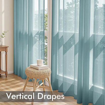 MIULEE Dusty Blue Sheer Curtains 84 Inches Long 4 Panels 42 x 84 Inches | Light - Image 5