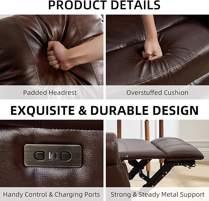 EBELLO 2 Pieces Power Reclining Sofa Set, Faux Leather Reclining Living Room - Image 3