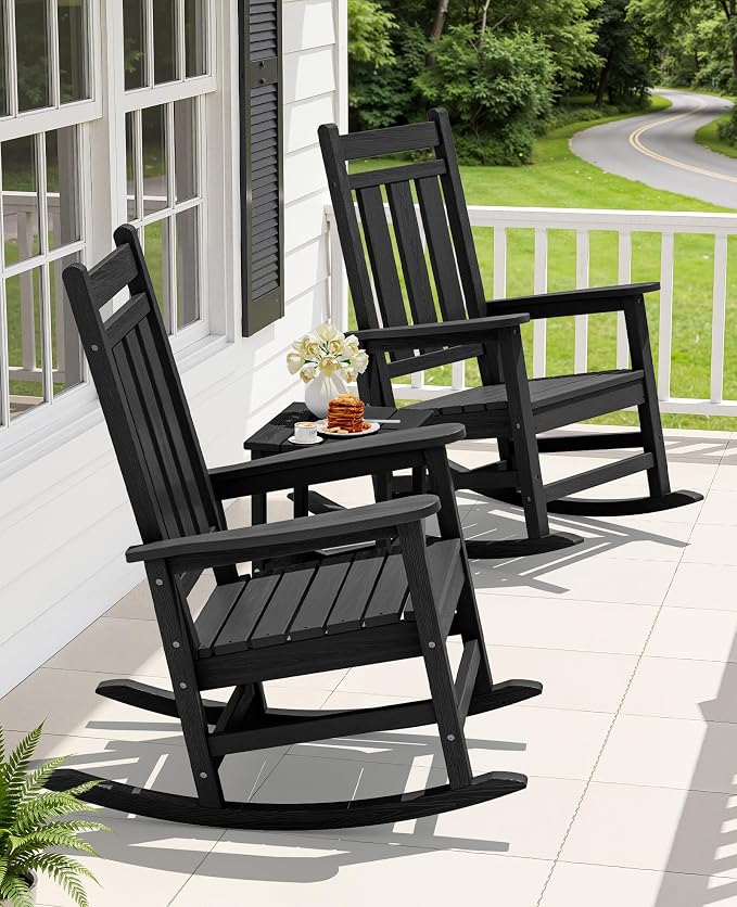 KINGYES Oversized Outdoor Rocking Chair Set of 4, All-Weather Patio Rocking - Image 2