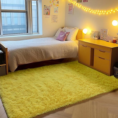 Yellow Area Rugs for Bedroom Living Room, Fluffy 4x6 Indoor Bedside Floor Throw - Image 5