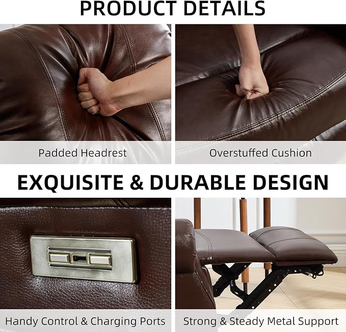 EBELLO Faux Leather Power Living Room Furniture Set, Included 2 Reclining 1 - Image 3
