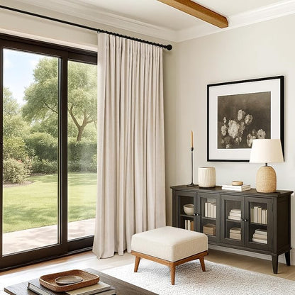 INOVADAY Linen Textured 100% Blackout Sliding Door Curtains 102x90 Oatmeal | 1 - Image 7