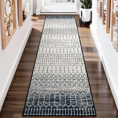 Lahome Moroccan Washable Runner Rug 2x6, Ultra-Thin Geometric Print Distressed - Image 2