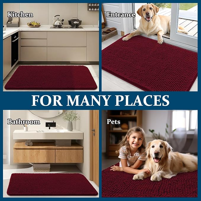 OLANLY Dog Door Mat for Muddy Paws 54x32, Super Absorbent Chenille Mud Mat | - Image 8