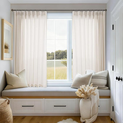 Natural Pinch Pleated Linen Curtains 72 Inches Long 72 Inch Wide | Semi Sheer - Image 9
