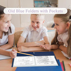 Zzrywuty File Folders with Pockets Letter Size, 50-Pack Paper Folders with Card Slot, Two Pocket Folders for School Students, Businessmen, Home and Office Workers（Old Blue）