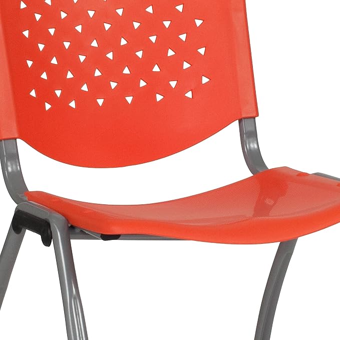 Flash Furniture HERCULES -5 Pack 880 lb. Capacity Orange Plastic Stack Chair | - Image 12