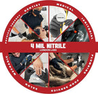 Synsafe 4 Mil - Black Nitrile Exam Gloves –Disposable Latex Free & Powder Free – Extra Strong, Rubber Gloves – First Aid Kit, Medical, EMT, Cleaning, Cooking | Pack of (200 ct)