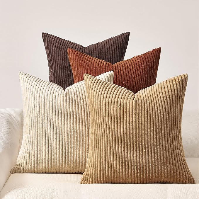 Topfinel 20x20 Decorative Pillow Covers Set of 4 Rustic Modern Soft Corduroy by Topfinel