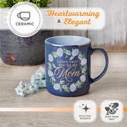 Christian Art Gifts Large Ceramic Inspirational Coffee & Tea Scripture Mug for Mothers: I Love that You're My Mom, Proverb Bible Verse, Cute Novelty Golden Beverage Cup, Purple & Blue Floral, 14 oz.