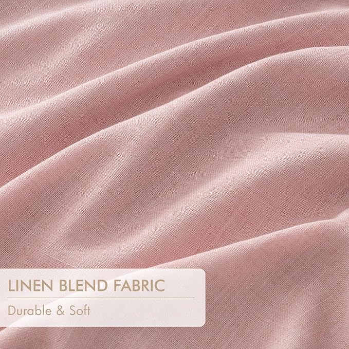 MIULEE Pink Pinch Pleated 100% Blackout Linen Curtains 40x90 Inches | Room - Image 6
