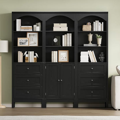 Bookshelf with Drawers, Floor Standing Display Storage Cabinet - Image 4