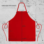 GREEN LIFESTYLE 12 Pack Bib Apron - Unisex Red Aprons, Machine Washable Aprons for Men and Women, Kitchen Cooking BBQ Aprons Bulk (Pack of 12, No Pockets, Red)