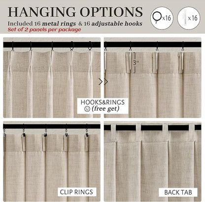 Custom Natural Linen Pinch Pleated Room Divider Curtains 78 Inches Long 2 - Image 4