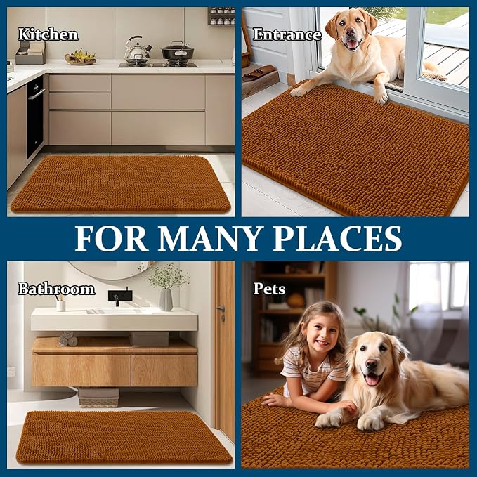 OLANLY Dog Door Mat for Muddy Paws 32x20, Super Absorbent Chenille Mud Mat | - Image 8
