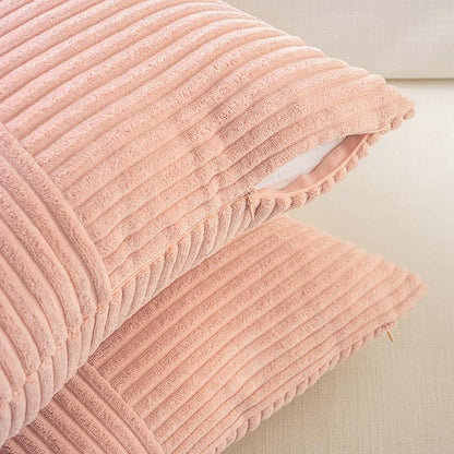 Fancy Homi 2 Packs Peach Lumbar Decorative Throw Pillow Covers 12x20 Inch - Image 4