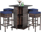 Tangkula 5 Piece Outdoor Rattan Bar Set, Patio Bar Furniture by TANGKULA