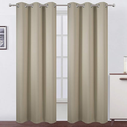 Blackout Curtains 42 x 95 inch/Beige Curtains Set of 2 Panels/Thermal Insulated by Lemomo