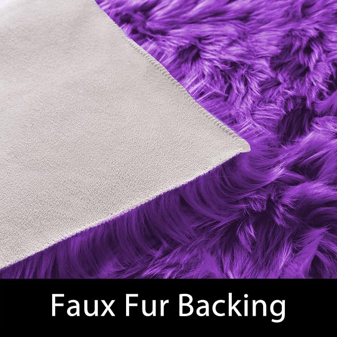 Latepis Round Fluffy Rug 5ft Purple Circle Rugs - Image 3