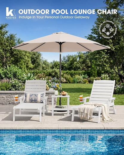 KINGYES HDPE Lounge Chair Outdoor Set of 4, Patio Chaise Lounge Recliner - Image 7