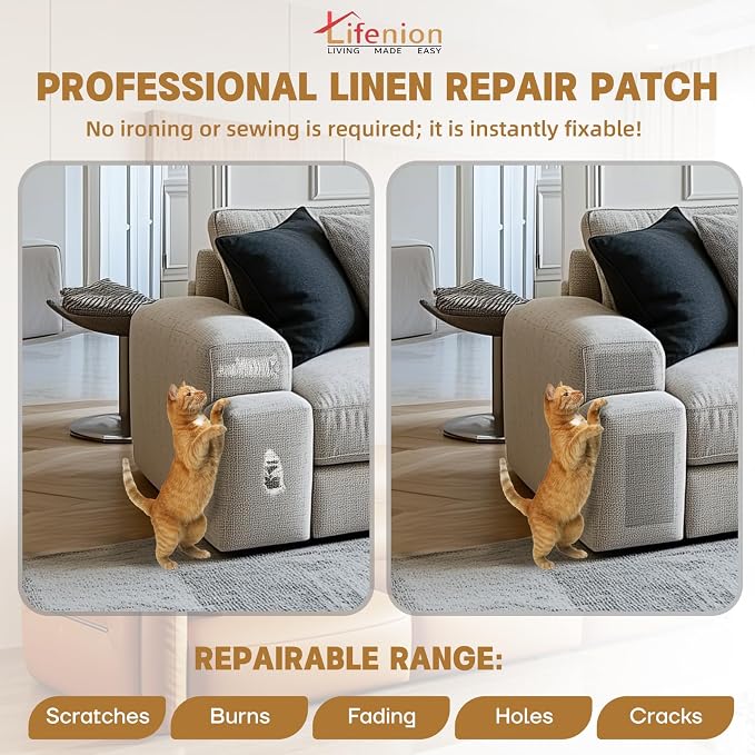 Fabric Repair Patches, 17X158 inch Linen Self-Adhesive Fabric Repair Tape - Image 2