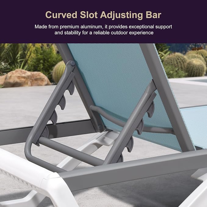 PURPLE LEAF Patio Chaise Lounge Chair Set Outside Aluminum Plastic Stackable - Image 8