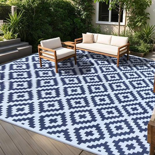 SAND MINE Reversible Mats, Plastic Straw Rug, Modern Area Rug, Large Floor Mat by SANDMIND