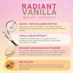 Eleven TLC, Radiant Beauty Bovine Collagen Peptides Drink Mix, Ashwagandha, Hydrolyzed Collagen, Bee Pollen, Vanilla Protein Powder, Dairy Free, Superfood Lattes, Wellness Hydration Mix, 63 Servings