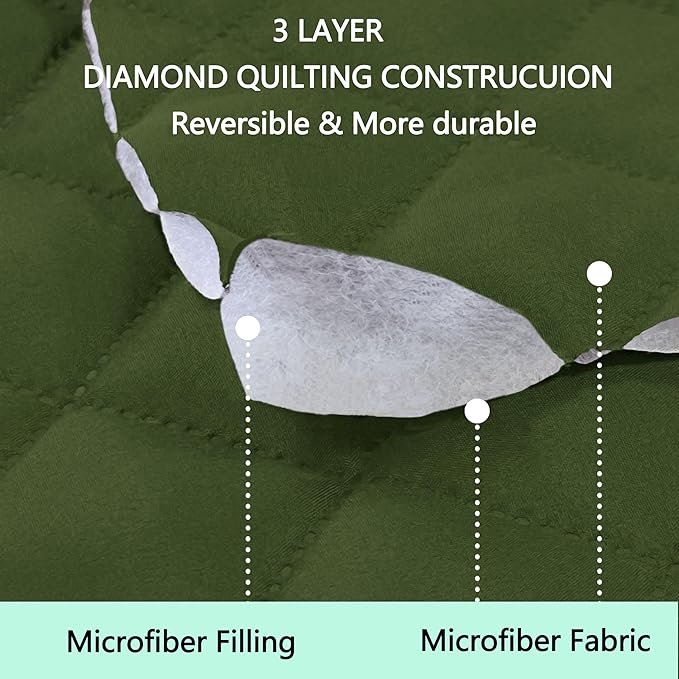 Reversible 4 Seater Sofa Cover 91" Large, Huntergreen | Couch Cover Furniture - Image 3