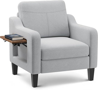 Accent Chair for Living Room Modern Linen Upholstered Armchair Side Wooden by Unknown