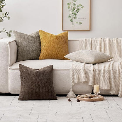 MIULEE Decorative Dark Brown Euro Sham Pillow Covers 24x24 Inch 2 Pack | Modern - Image 2