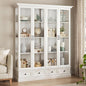 78" Large Storage Cabinet with Glass Doors, China Hutch, Farmhouse Kitchen by ukaocai