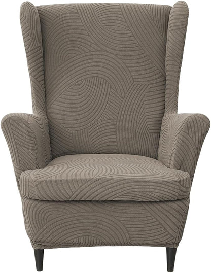 HAOYONG Wing Chair Slipcovers Printed Wingback Chair Covers 2 Pieces Wingback by HAOYONG