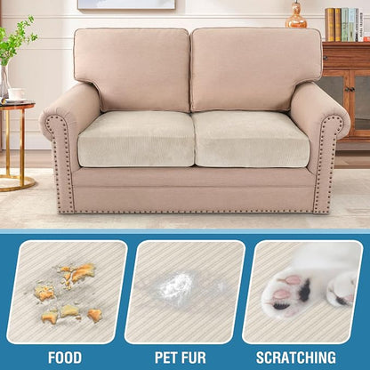 H.VERSAILTEX Velvet Stretch Couch Cushion Cover Plush Cushion Slipcover - Image 3