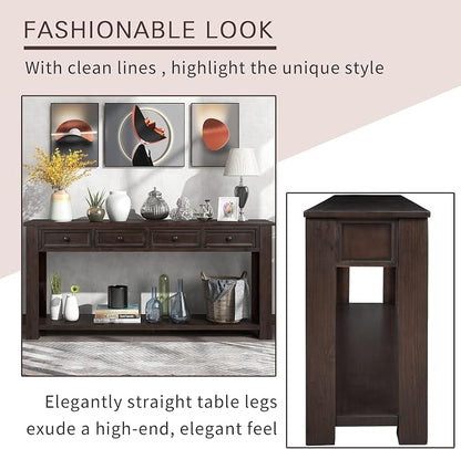 LKTART 63" Solid Wood Console Table Sofa Table - Image 5