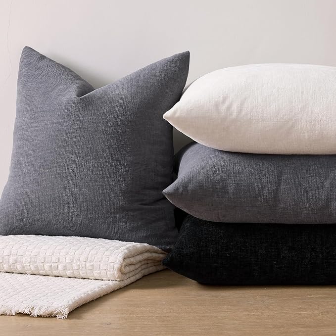 MIULEE Grey Chenille Couch Throw Pillow Covers, 20x20 | Set of 2, Soft - Image 7