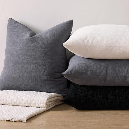 MIULEE Grey Chenille Couch Lumbar Throw Pillow Covers, 12x20 | Set of 2 - Image 7