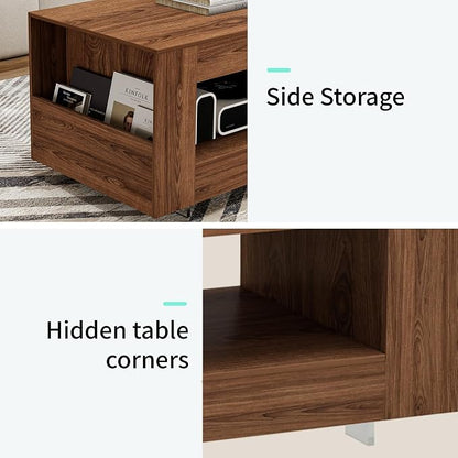 35" Wood Coffee Table for Living Room, Sides Storage - Image 4