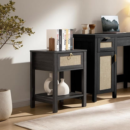 SICOTAS Rattan Nightstand, Rattan Decor Drawer - Image 7