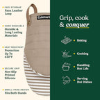 Cuisinart Mini Oven Mitts – 5.5” x 8” Heat-Resistant Kitchen Mitts for Oven with Non-Slip Printed Silicone, Cotton Filling, and Faux Leather Loop – Durable Oven Mitt Set for Cooking & Baking (Horizon)
