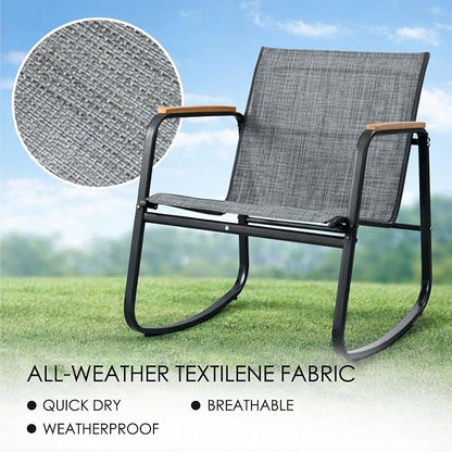 Kozyard 3-Piece Rocking Chair Set, Outdoor Rocking Textilene Bistro Set - Image 3