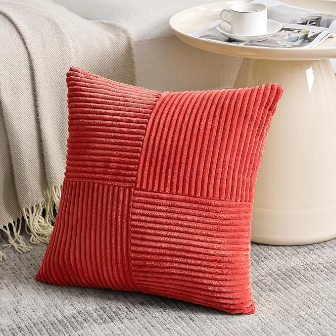 Fancy Homi 2 Packs Red Decorative Throw Pillow Covers 20x20 Inch - Image 2